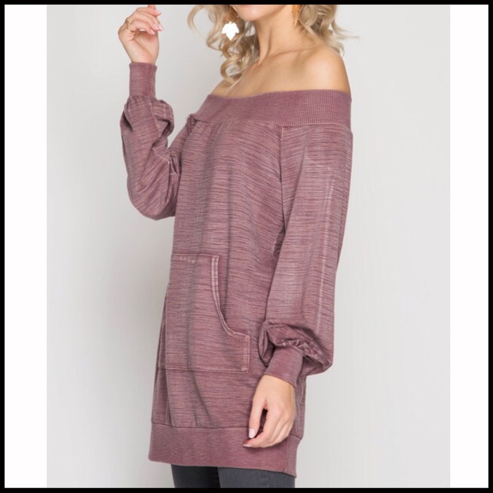 Off-the Shoulder Pocket Tunic - Picture 4 of 7